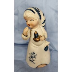 Jasco Bisque Porcelain Hand Painted Bell Bedtime Blue Girl Vintage